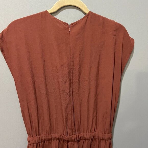 Eileen Fisher Womens Brown Russet Tencel Wide Leg Cropped Jumpsuit Sz XS V Neck - Picture 10 of 13